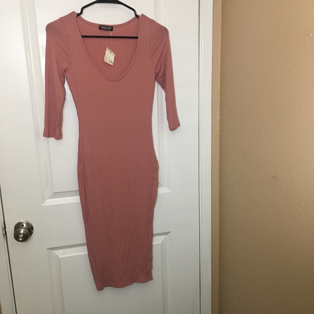 Blush high slit midi dress